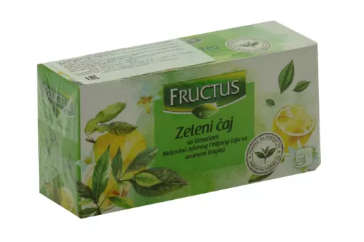 Чай Fructus зеленый с лимоном, 1,5 г, 20 шт, фильтр-пакет