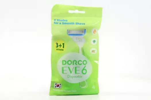 Бритвы одноразовые DORCO EVE 6 Disposable 6-лезвийные плавающая головка увлаж полоса, 4 шт
