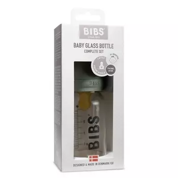 Бутылочка BIBS стеклянная с крышкой/соской Sage, 110 мл