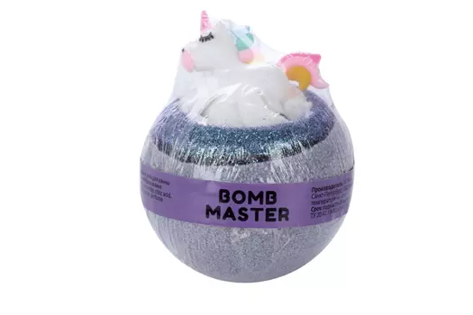 Бомбочка Bomb Master д/ванн Единорог бурлящий шар/гейзер с игрушкой фиолетовый, 130 г