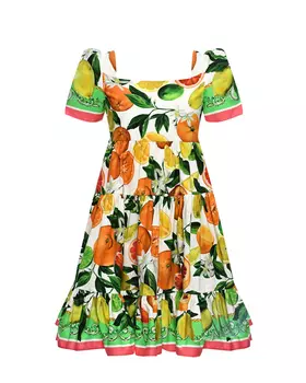 Платье из поплина с принтом "фрукты" Dolce&Gabbana