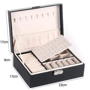 Double-layer Locked Jewelry Box Jewelry Box Earrings Earrings Storage Box Necklace Ring Box Jewelry Box Jewelry Packaging Box 1 PCS розовый