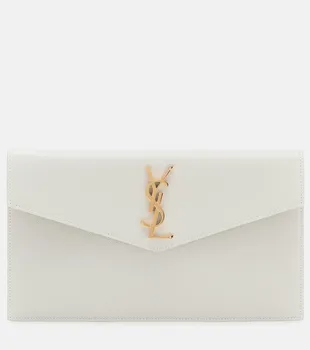 Кожаный клатч Uptown Saint Laurent, белый