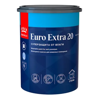 Краска моющаяся Tikkurila/Tikkivala Euro Extra 20 база С бесцветная 0,9 л