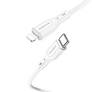 Кабель USB Type-C-Lightning 8-pin, 2.4А, 1 м, белый, Borofone BX66 Wide way (6974443382396)