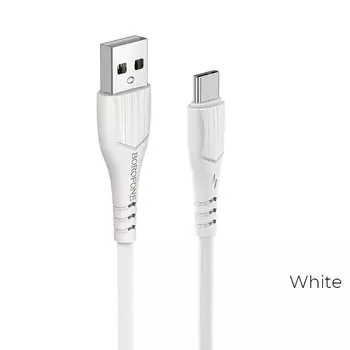 Кабель USB Type-C(m)-USB 2.0(Am), 3A, 1м, белый Borofone BX37 Wieldy (УТ-00004866)