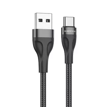 Кабель USB Type-C-USB, 3A Quick Charge, 1м, черный Borofone Source BX61 (133850)