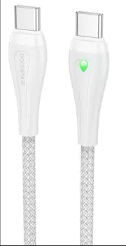 Кабель USB Type-C-USB Type-C, 3А, 60 Вт, 1 м, серый, Borofone Advantage BX100