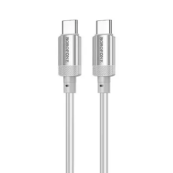 Кабель USB Type-C-USB Type-C, 3А, 60 Вт, 1 м, серый, Borofone BX108
