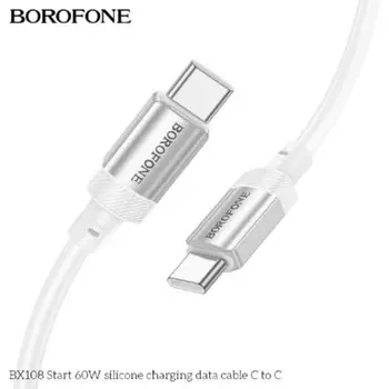 Кабель USB Type-C-USB Type-C, 3А, 60 Вт, 1 м, белый, Borofone BX108