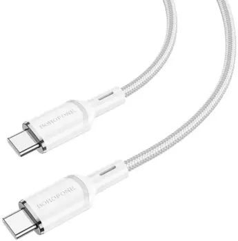 Кабель USB Type-C-USB Type-C, быстрая зарядка, 3А, 1 м, белый, Borofone Cyber BX90 (6974443389678)