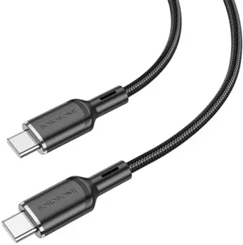 Кабель USB Type-C-USB Type-C, быстрая зарядка, 3А, 1 м, черный, Borofone Cyber BX90 (6974443389661)