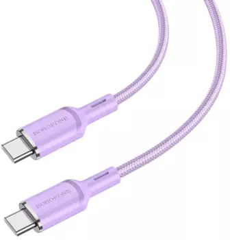 Кабель USB Type-C-USB Type-C, быстрая зарядка, 3А, 1 м, фиолетовый, Borofone Cyber BX90 (6974443389685)