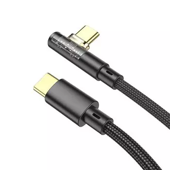 Кабель USB Type-C-USB Type-C, прямой/угловой, быстрая зарядка, 3А, 1 м, черный, Borofone BU39 Rio