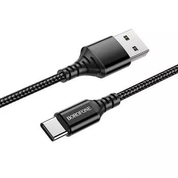 Кабель USB-USB Type-C, 2.4A, 1м, черный Borofone Ultra bright BX54 (133821)
