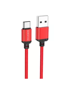 Кабель USB-USB Type-C, быстрая зарядка, 3А, 1 м, красный, Borofone Sharp BX87