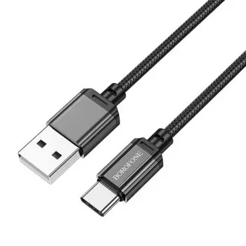 Кабель USB-USB Type-C, быстрая зарядка, 3А, 1 м, черный, Borofone Sharp BX87