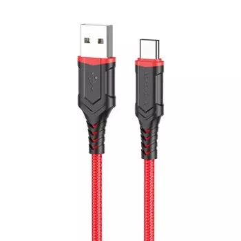 Кабель USB-USB Type-C, быстрая зарядка, 3A 1м, черный/красный Borofone BX67 (207888)
