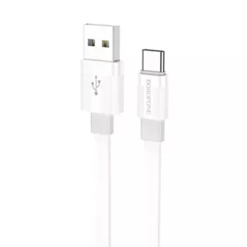 Кабель USB-USB Type-C, плоский, 3А, 1 м, белый/серый, Borofone Union BX89 (6974443389487)