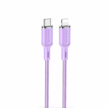 Кабель USB Type-C-Lightning 8-pin, быстрая зарядка, 3А, 20 Вт, 1 м, фиолетовый, Borofone Cyber BX90
