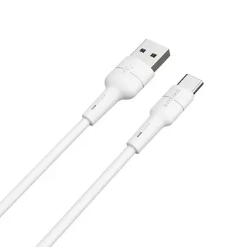 Кабель USB Type-C (m)-USB, 2.4A, 1м, белый Borofone Silicone BX30