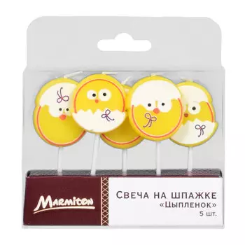 Свеча на шпажке цыпленок 3, 5*3 см 5 шт мармитон