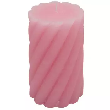 Свеча Save&amp;Soft столбик рустик витой 7,4*14см розовый