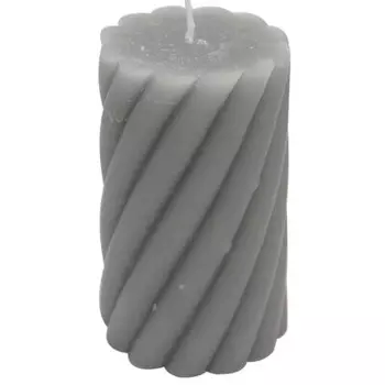 Свеча Save&amp;Soft столбик рустик витой 7,4*14см серый