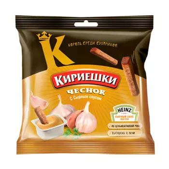 Сухарики Кириешки 60г чеснок с сырным соусом хайнц