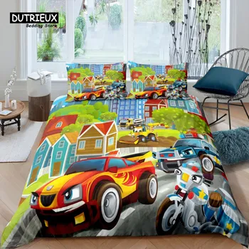 Home Living Luxury 3D Excavator Bedding Set Duvet Cover Set Pillowcase Kids Bedding Set Queen and King EU/US/AU/UK Size EU single(135x200cm)