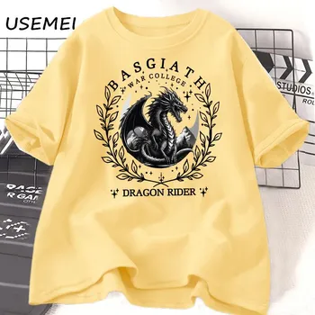 Футболки Fourth Wing Dragon Rider, унисекс, винтажная романтическая фэнтезийная футболка Basgiath War, хлопковая футболка с коротким рукавом, книжная футболка L