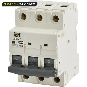 Автоматический выключатель IEK Armat M06N 3P C20 А 6 кА