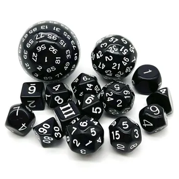 Набор многогранных кубиков DND Cubes POP D3-D100 Наборы акриловых кубиков 15 шт. с тканевой сумкой для подарка DND Game RPG Аксессуары для настольных игр белый