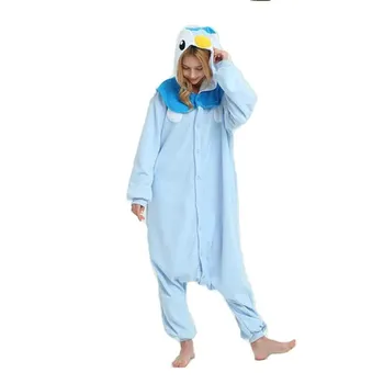 Piplup Onesie Хэллоуин Косплей Костюм Мультфильм Кигуруми Цельная пижама Домашняя одежда M синий