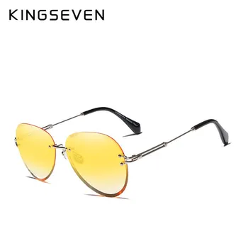 KINGSEVEN DESIGN винтажные модные солнцезащитные очки без оправы, женские солнцезащитные очки с градиентными линзами, брендовый дизайнер M