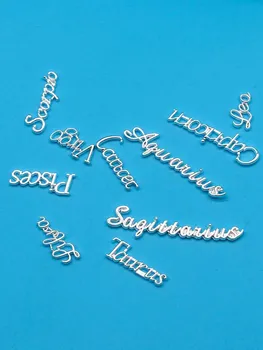 12/36 шт сплав двенадцать созвездий украшения для ногтей золото и серебро розовые созвездия текст украшения для ногтей