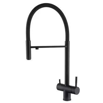 Смеситель для кухни Abber Wasser Kreis AF81141B с вытяжным изливом черный матовый