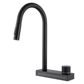 Смеситель для кухни Abber Wasser Kreis AF8114B с вытяжным изливом черный матовый