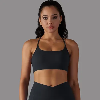 Сексуальный спортивный бюстгальтер Cross Gym Top Women Training Running Yoga Bra Stretch Women Sports Underwear Fitness Workout Women Tank Tops XL светло-фиолетовый