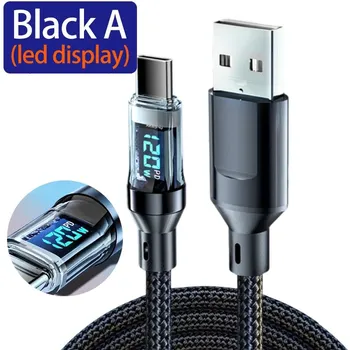 120 Вт USB Type C кабель со светодиодным дисплеем сверхбыстрые зарядные кабели USB A/USB C на Type-C кабель передачи данных для iPhone Samsung Xiaomi 1m