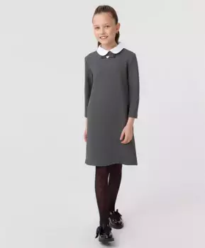 Платье со съемным воротником серое Button Blue (146)