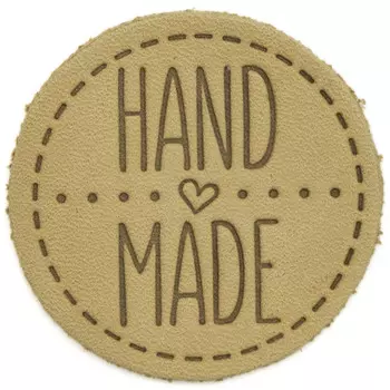 39 Термоаппликация из кожи Hand Made D4,5см, 100% кожа (41 бежевый)