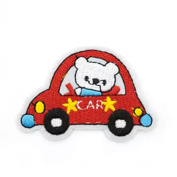 Термоаппликация 'Мишка в машине', красная 5,5*5,5см, Hobby&amp;Pro