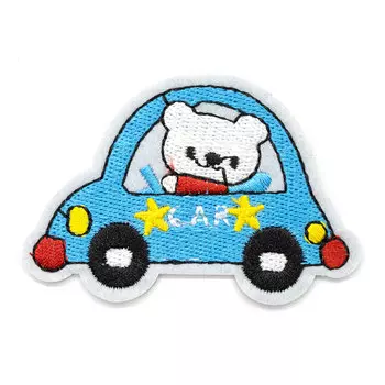 Термоаппликация 'Мишка в машине', синяя 5,5*5,5см, Hobby&amp;Pro