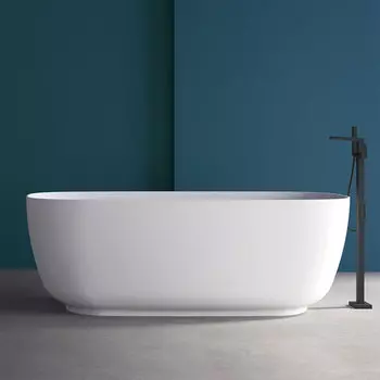 Акриловая ванна Vincea VBT-631 170x75 см, отдельностоящая, белая, овальная, со сливом-переливом, с донным клапаном