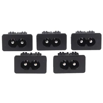 5шт Ac250V 2.5A Iec320 C8 Мужской 2-контактный разъем питания чёрный