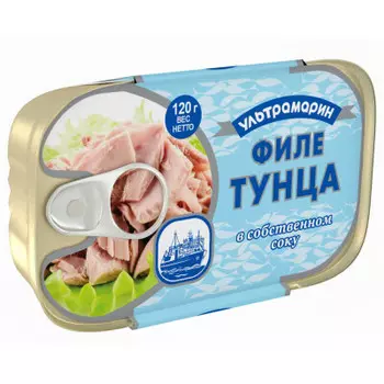 Филе тунца Ультрамарин 120г в собственном соку ключ ж/б