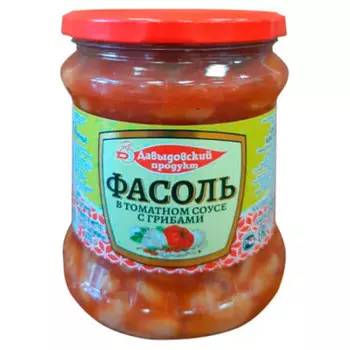 Фасоль Давыдовский продукт 470г в томатном соусе с грибами ст/б
