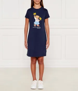 Платье-футболка детская Polo Ralph Lauren с принтом медведя, синий