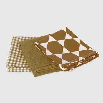 Набор кухонных салфеток Homelines textiles 3 шт 45x65 см white/brown
